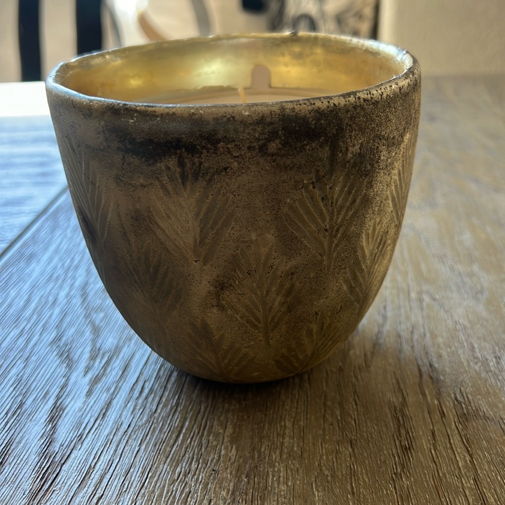 NEW NWT Anthropologie Forest Fern gold decorative large holiday candle